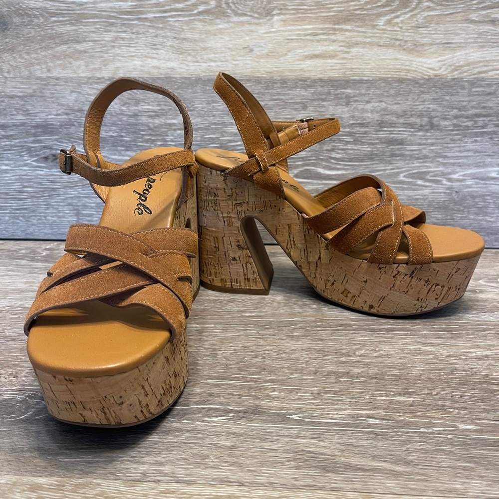 Free People Lisbon MJ Suede Leather Platform Sandals size 8 / 38.5